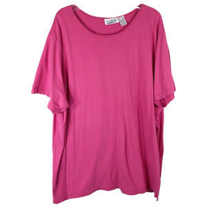 All American Comfort Plus Size 4X Top Pink Short Sleeve Scoop‎ Neck Cotton 1465